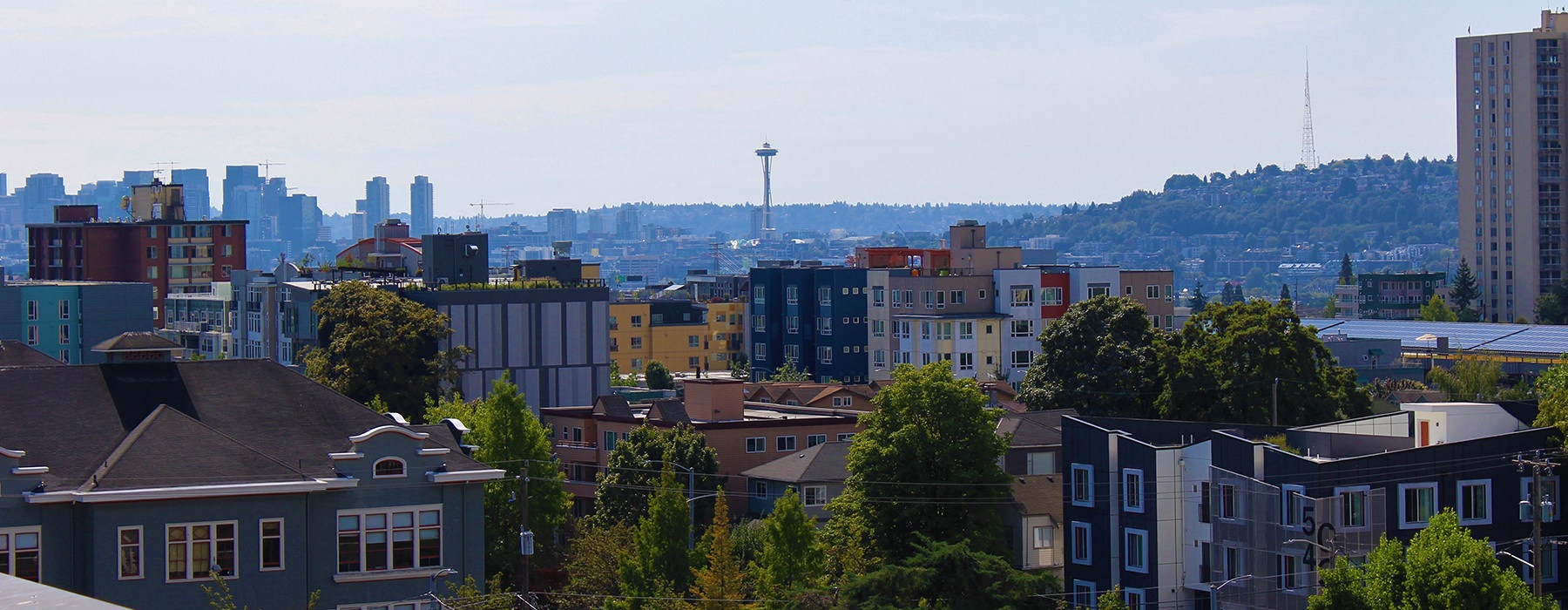 Rooftop view of the Seattle Space Needle